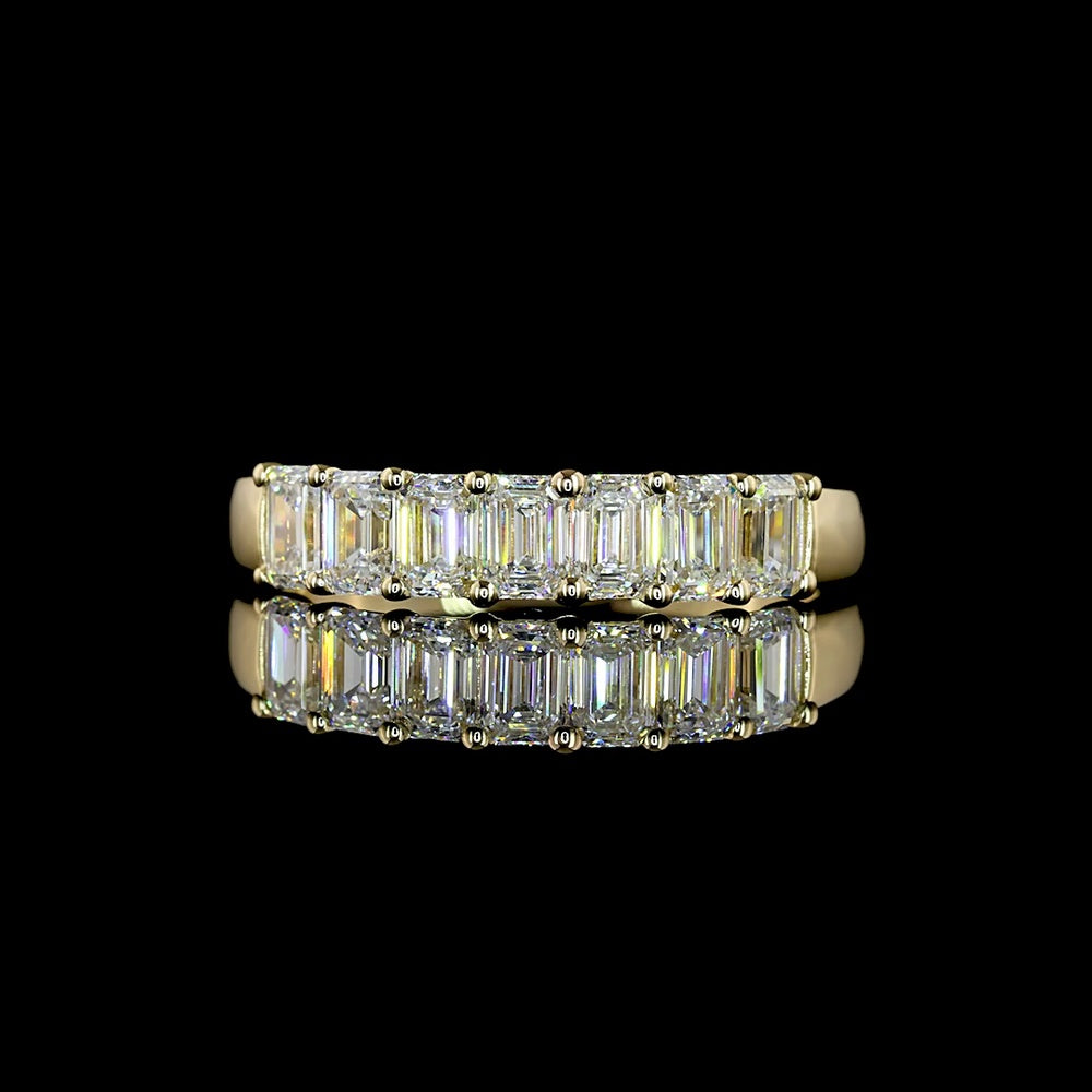 14K Yellow Gold 7-Stone Eternity Band with Prong Set Emerald Cut Lab Diamonds - 1.07 Carat Total Diamond Weight - Covaloro Fine Jewelry