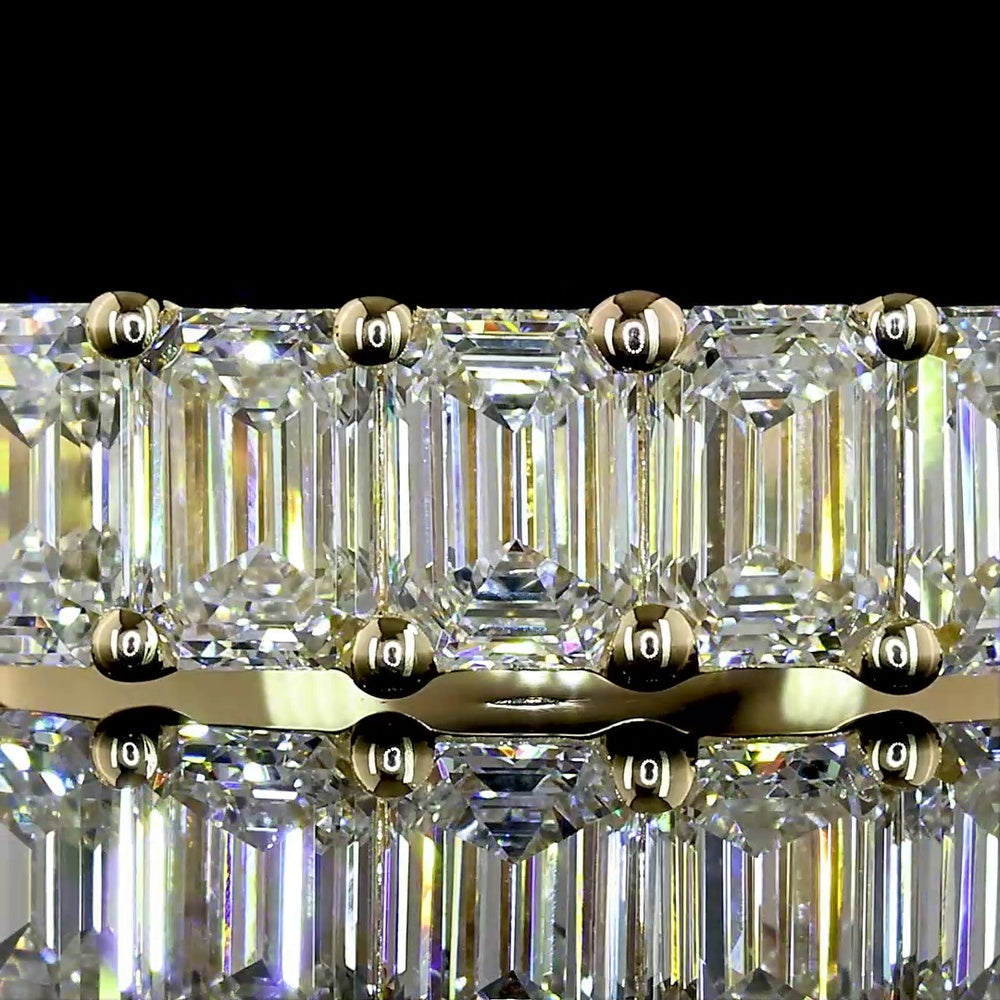 14K Yellow Gold 7-Stone Eternity Band with Prong Set Emerald Cut Lab Diamonds - 1.07 Carat Total Diamond Weight - Covaloro Fine Jewelry