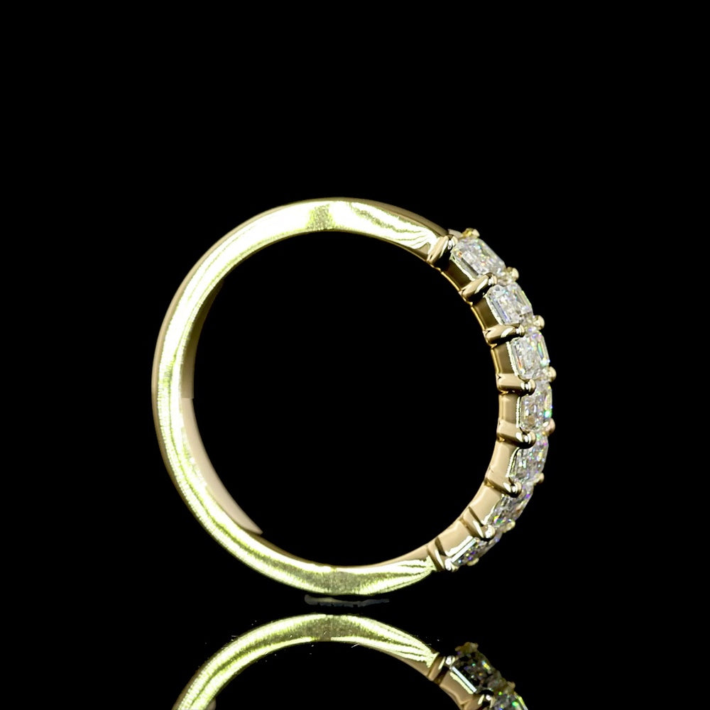 14K Yellow Gold 7-Stone Eternity Band with Prong Set Emerald Cut Lab Diamonds - 1.07 Carat Total Diamond Weight - Covaloro Fine Jewelry
