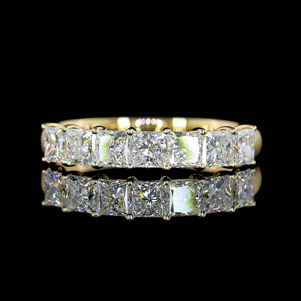 14K Yellow Gold 7-Stone Eternity Band with Prong Set Princess Cut Lab Diamonds - 1.13 Carats Total Diamond Weight - Covaloro Fine Jewelry