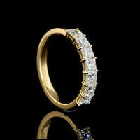 14K Yellow Gold 7-Stone Eternity Band with Prong Set Princess Cut Lab Diamonds - 1.13 Carats Total Diamond Weight - Covaloro Fine Jewelry
