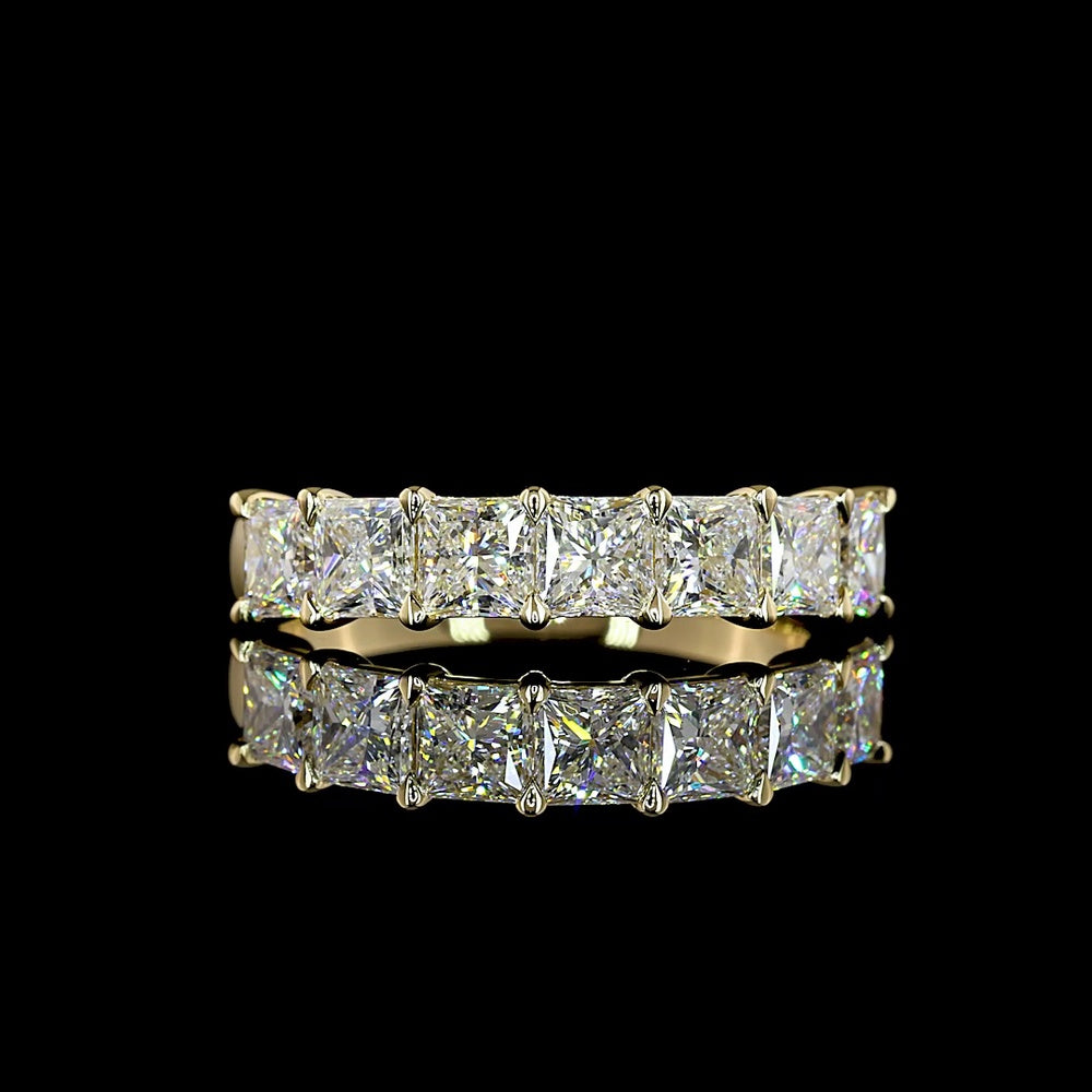 14K Yellow Gold 7-Stone Eternity Band with Prong Set Princess Cut Lab-Grown Diamonds - 2.14 Carat Total Diamond Weight - Covaloro Fine Jewelry