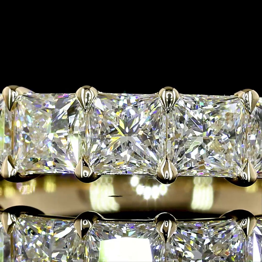 14K Yellow Gold 7-Stone Eternity Band with Prong Set Princess Cut Lab-Grown Diamonds - 2.14 Carat Total Diamond Weight - Covaloro Fine Jewelry