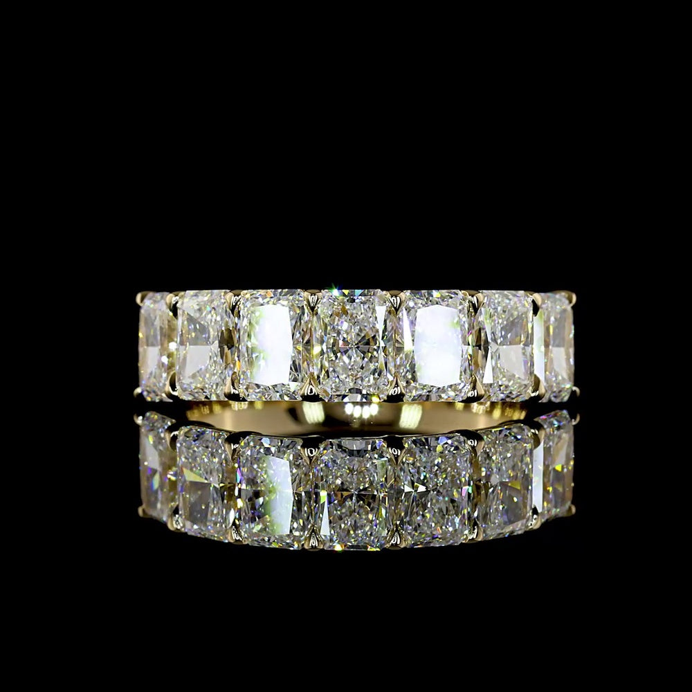 14K Yellow Gold 7-Stone Eternity Band with Prong Set Radiant Cut Lab Diamonds - 3.05 Carats Total Diamond Weight - Covaloro Fine Jewelry