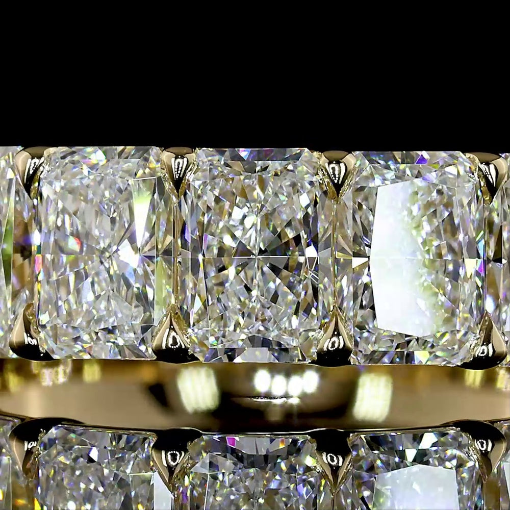 14K Yellow Gold 7-Stone Eternity Band with Prong Set Radiant Cut Lab Diamonds - 3.05 Carats Total Diamond Weight - Covaloro Fine Jewelry
