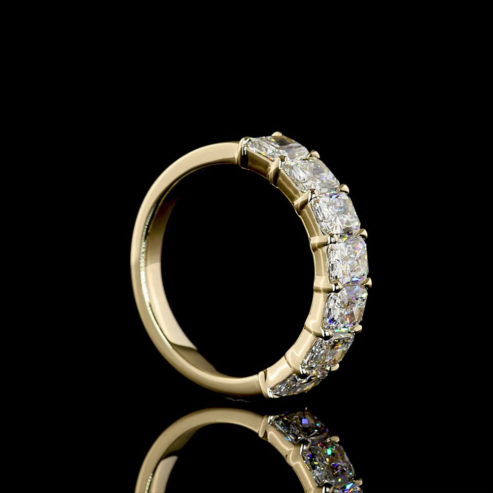 14K Yellow Gold 7-Stone Eternity Band with Prong Set Radiant Cut Lab Diamonds - 3.05 Carats Total Diamond Weight - Covaloro Fine Jewelry