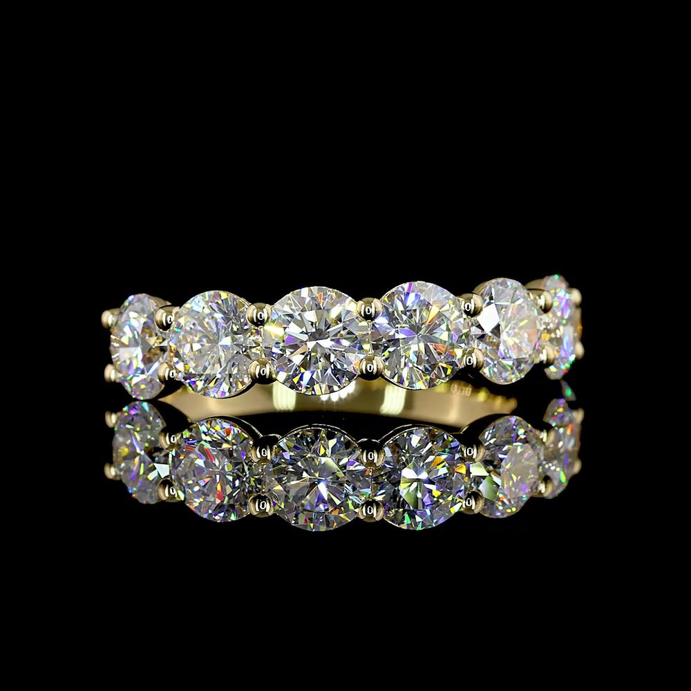 14K Yellow Gold 7-Stone Eternity Band with Round Brilliant Lab Diamonds - 3.05 Carats Total Diamond Weight - Covaloro Fine Jewelry