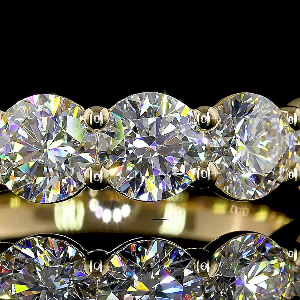 14K Yellow Gold 7-Stone Eternity Band with Round Brilliant Lab Diamonds - 3.05 Carats Total Diamond Weight - Covaloro Fine Jewelry