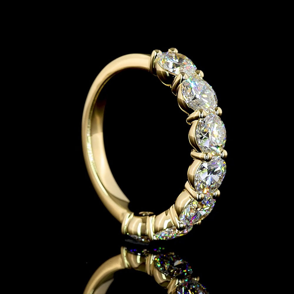 14K Yellow Gold 7-Stone Eternity Band with Round Brilliant Lab Diamonds - 3.05 Carats Total Diamond Weight - Covaloro Fine Jewelry