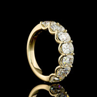 14K Yellow Gold 7-Stone Eternity Band with U-Prong Set Antique Cushion Cut Lab Diamonds - 3.74 Carat Total Weight - Covaloro Fine Jewelry