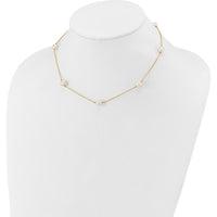14K Yellow Gold 7-Stone Freshwater Cultured Pearl Necklace - 16" Length by Monteluci Fine Jewelry