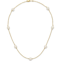 14K Yellow Gold 7-Stone Freshwater Cultured Pearl Necklace - 16" Length by Monteluci Fine Jewelry