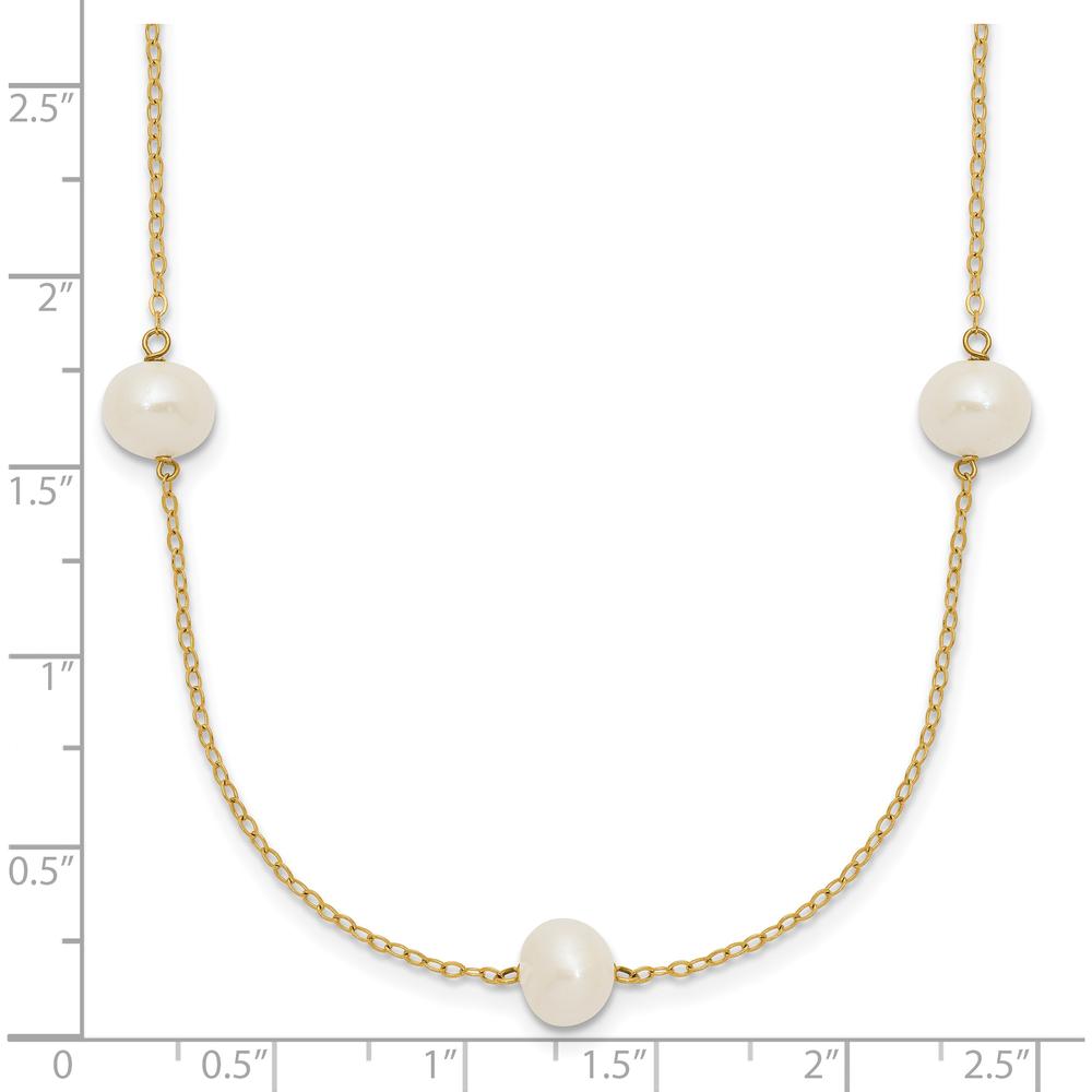 14K Yellow Gold 7-Stone Freshwater Cultured Pearl Necklace - 16" Length by Monteluci Fine Jewelry