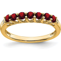 14K Yellow Gold 7-Stone Garnet and Diamond Ring with Round Stones - 0.08 Carat Total Garnet Weight, 0.012 Carat Total Diamond Weight by 0