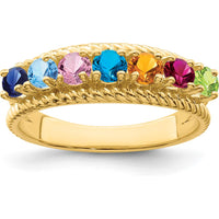 14K Yellow Gold 7-Stone Mother's Ring Mounting for Custom Gemstones - 3mm Width by Monteluci Fine Jewelry