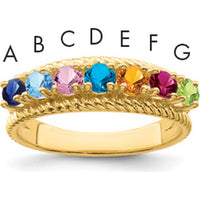 14K Yellow Gold 7-Stone Mother's Ring Mounting for Custom Gemstones - 3mm Width by Monteluci Fine Jewelry