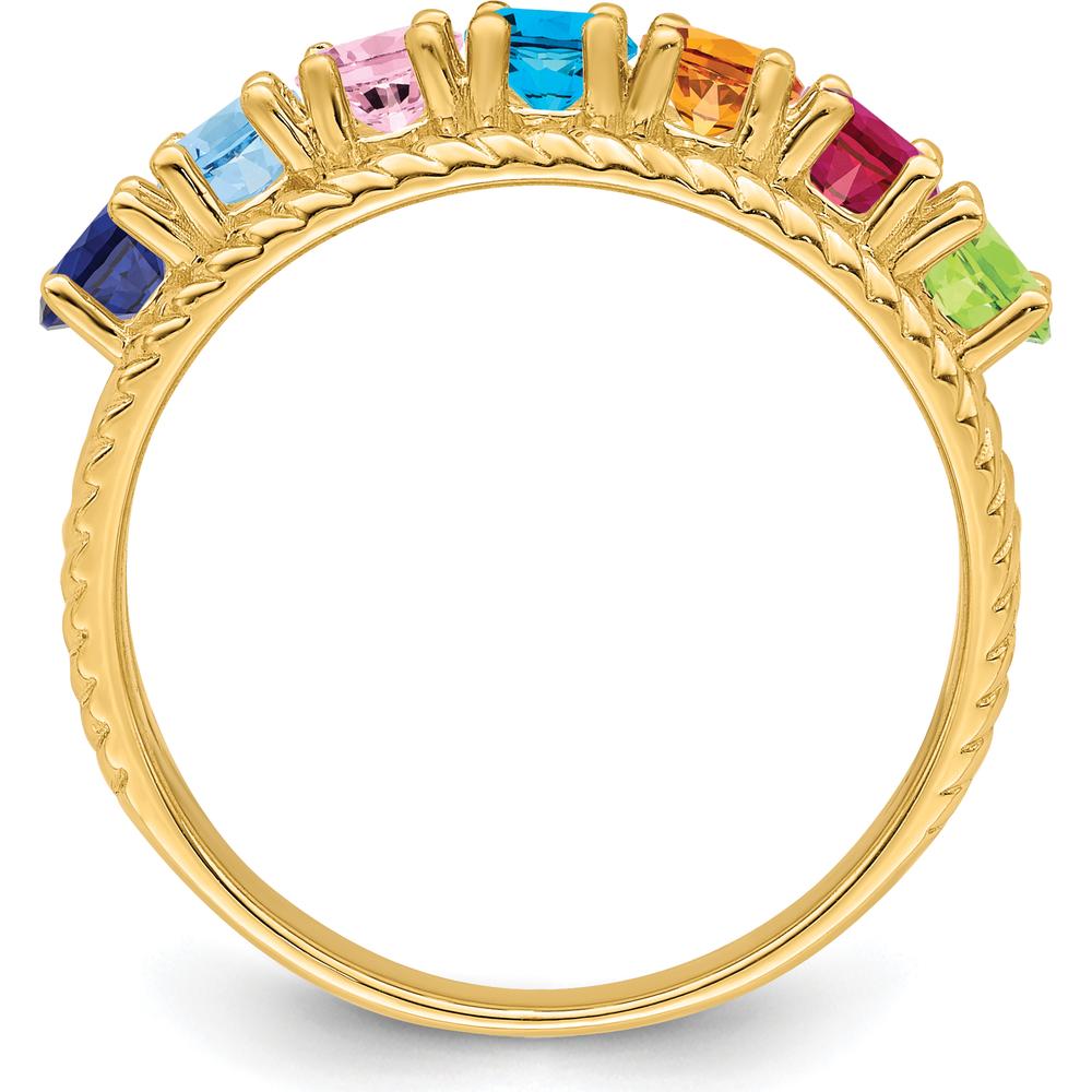 14K Yellow Gold 7-Stone Mother's Ring Mounting for Custom Gemstones - 3mm Width by Monteluci Fine Jewelry