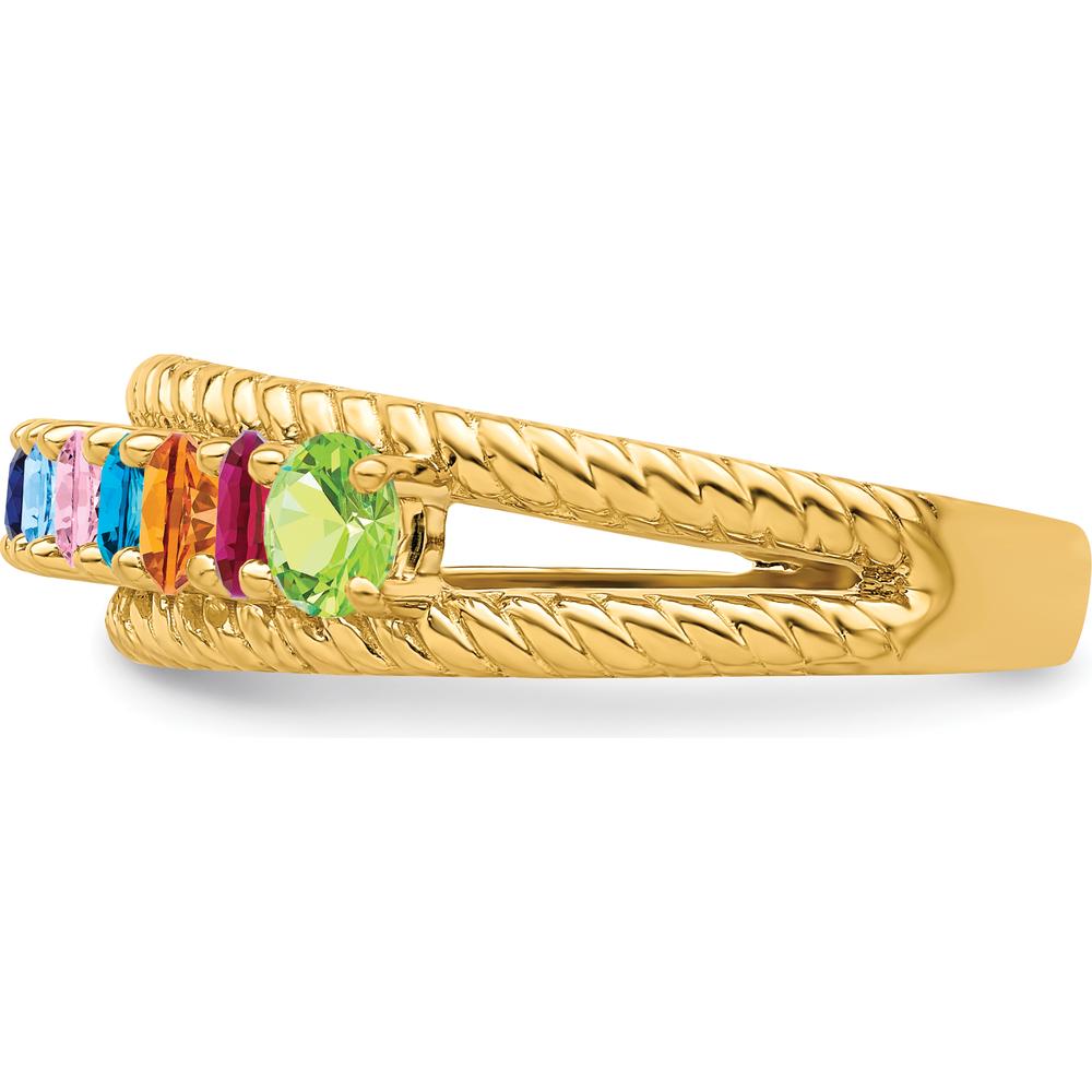 14K Yellow Gold 7-Stone Mother's Ring Mounting for Custom Gemstones - 3mm Width by Monteluci Fine Jewelry