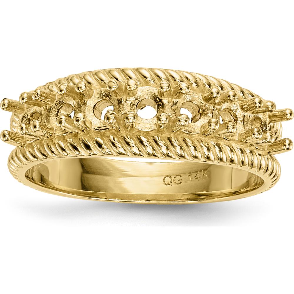 14K Yellow Gold 7-Stone Mother's Ring Mounting for Custom Gemstones - 3mm Width by Monteluci Fine Jewelry