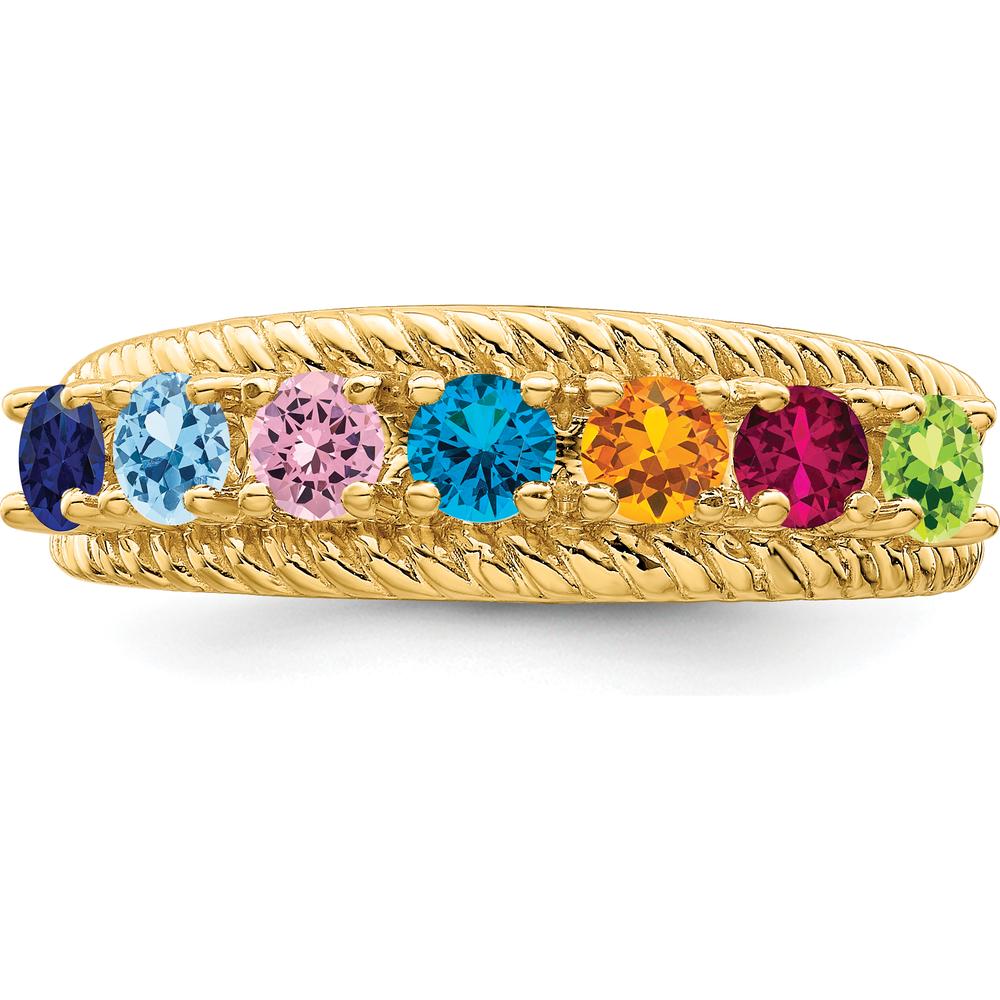 14K Yellow Gold 7-Stone Mother's Ring Mounting for Custom Gemstones - 3mm Width by Monteluci Fine Jewelry
