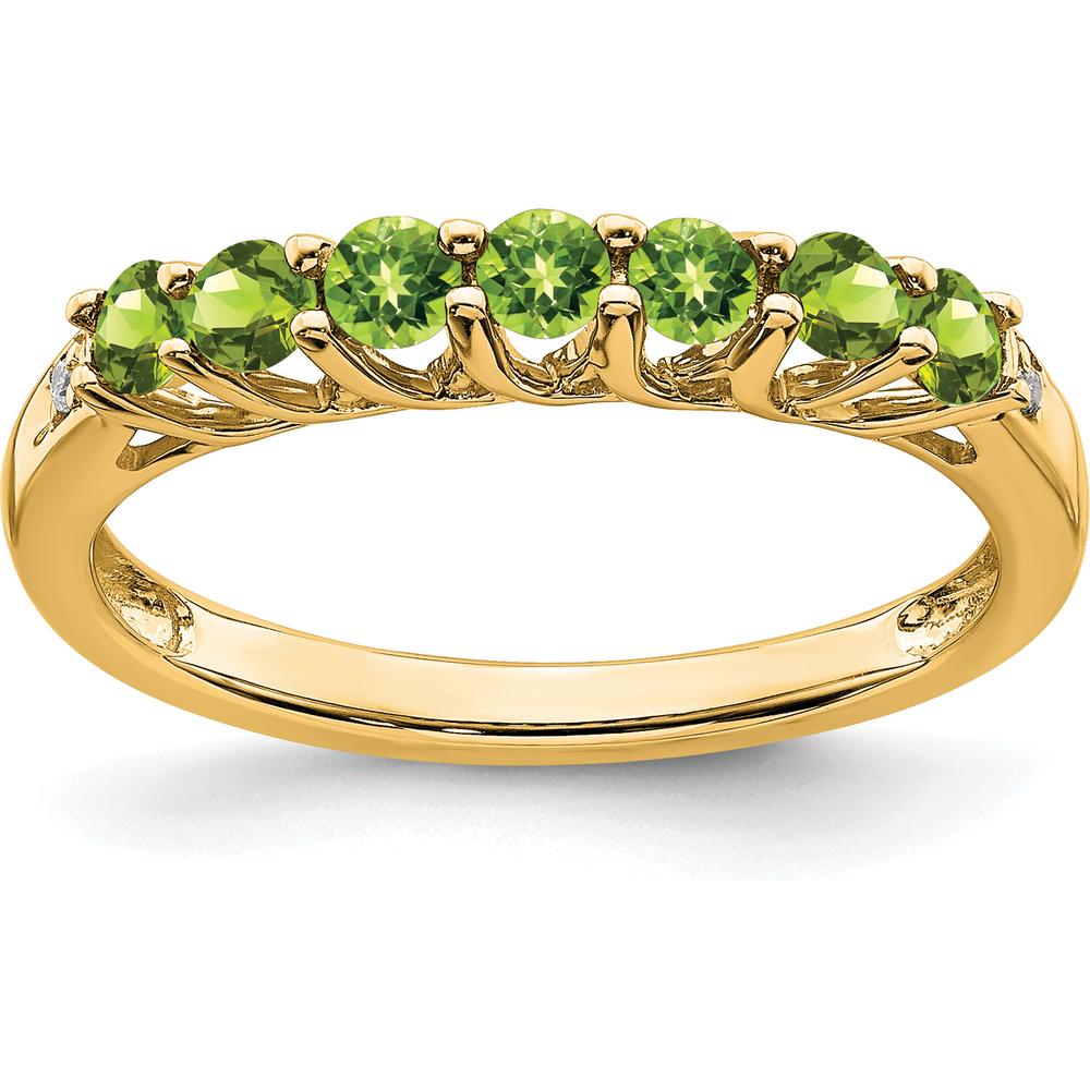 14K Yellow Gold 7-Stone Peridot and Diamond Ring - 0.07 Carat Peridot, 0.012 Carat Diamonds by 0