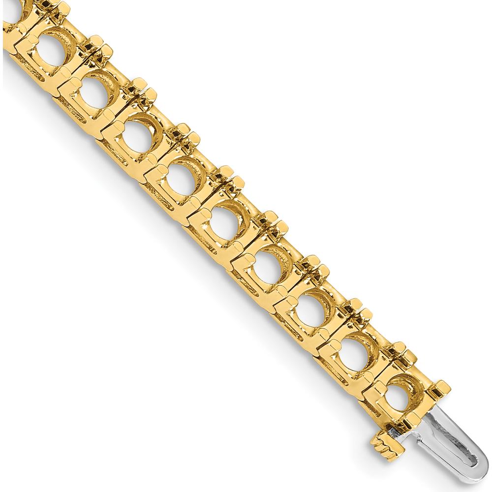 14K Yellow Gold 7" Tennis Bracelet Mounting with 33 Prong Set Round Diamond Holders - 17 Carat Total Weight (Mounting Only) by Monteluci Fine Jewelry