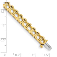 14K Yellow Gold 7" Tennis Bracelet Mounting with 33 Prong Set Round Diamond Holders - 17 Carat Total Weight (Mounting Only) by Monteluci Fine Jewelry