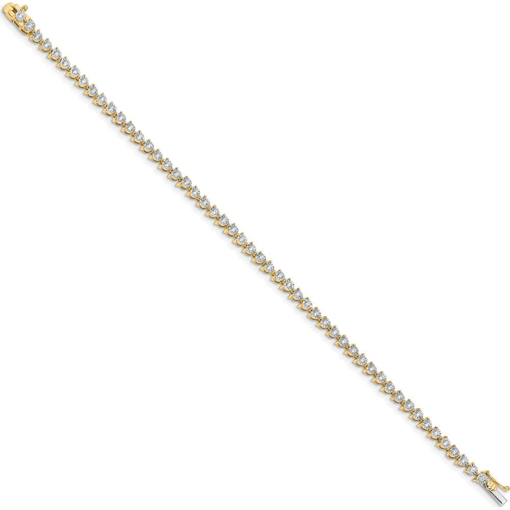 14K Yellow Gold 7" Tennis Bracelet with 1.02 Carats Round Diamonds in Illusion Setting by Monteluci Fine Jewelry