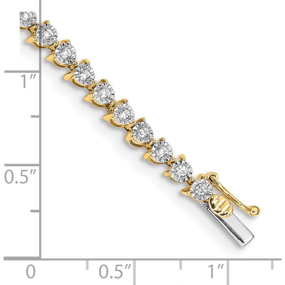 14K Yellow Gold 7" Tennis Bracelet with 1.02 Carats Round Diamonds in Illusion Setting by Monteluci Fine Jewelry