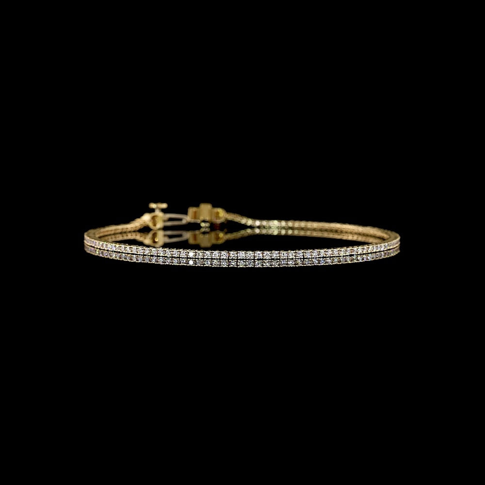 14K Yellow Gold 7" Tennis Bracelet with 122 Prong Set Round Lab Grown Diamonds - 1.05 Carats Total Diamond Weight - Covaloro Fine Jewelry