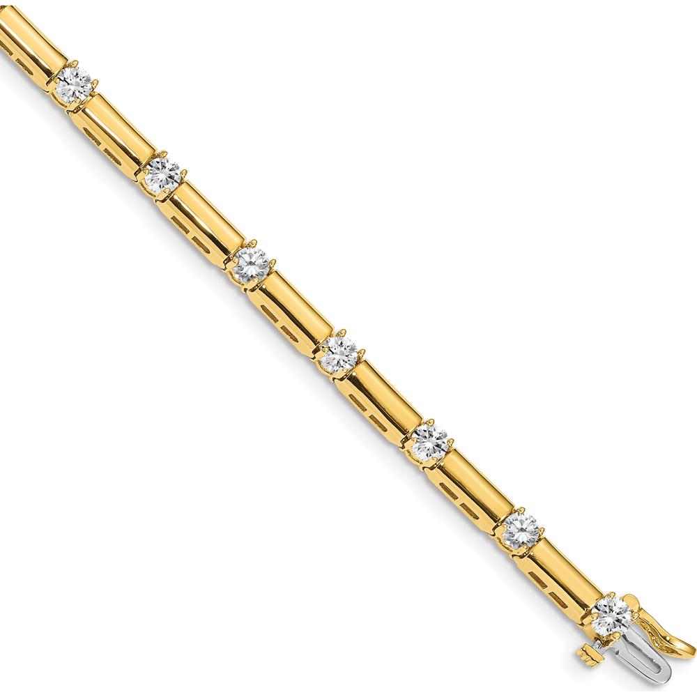 14K Yellow Gold 7" Tennis Bracelet with 13 Prong Set Round Diamonds - 2.8 Carat Total Diamond Weight by Monteluci Fine Jewelry
