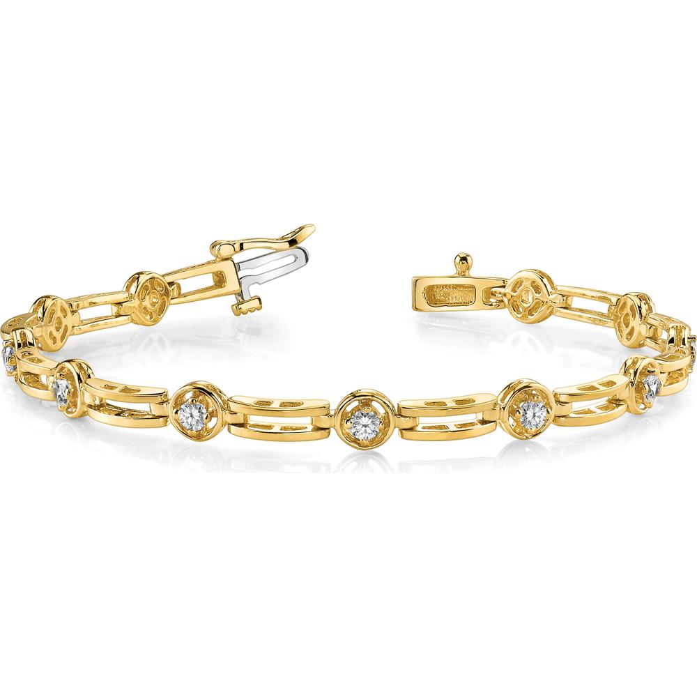 14K Yellow Gold 7" Tennis Bracelet with 2.6mm Round Diamonds - 3/4 Carat Total Diamond Weight by Monteluci Fine Jewelry