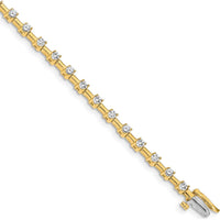 14K Yellow Gold 7" Tennis Bracelet with 28 Prong-Set Round Diamonds - 2.6mm Each by Monteluci Fine Jewelry
