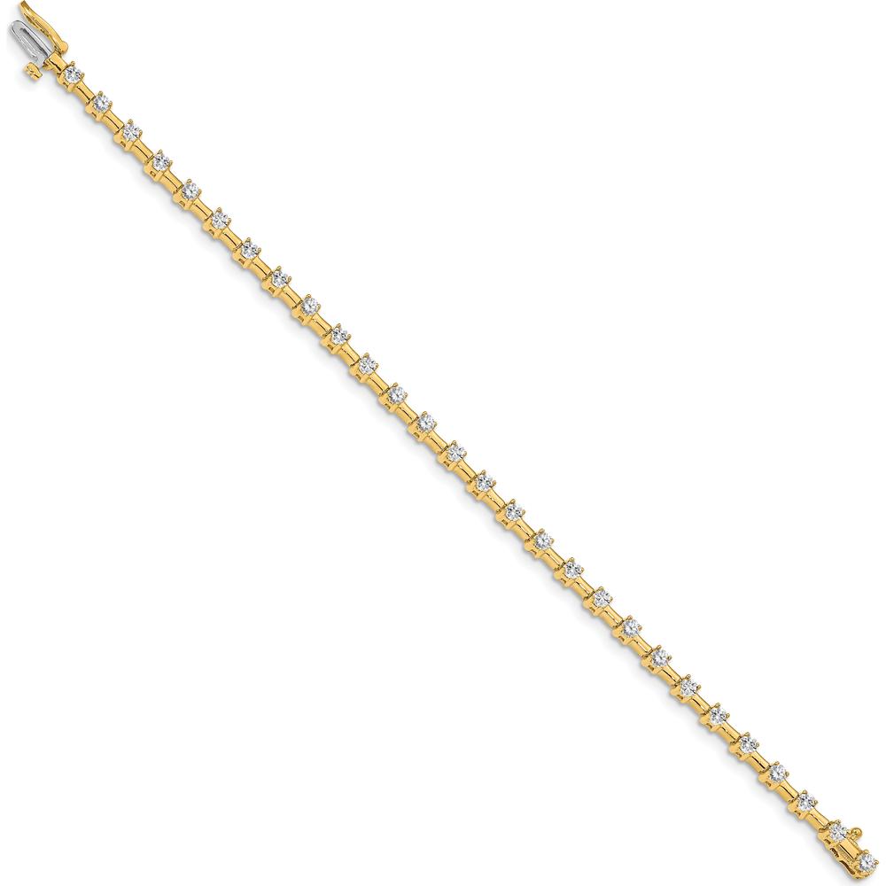 14K Yellow Gold 7" Tennis Bracelet with 28 Prong-Set Round Diamonds - 2.6mm Each by Monteluci Fine Jewelry