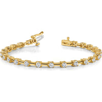 14K Yellow Gold 7" Tennis Bracelet with 28 Prong-Set Round Diamonds - 2.6mm Each by Monteluci Fine Jewelry