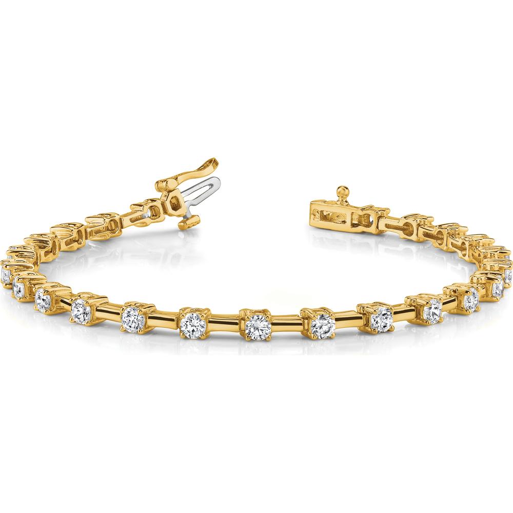 14K Yellow Gold 7" Tennis Bracelet with 28 Prong-Set Round Diamonds - 2.6mm Each by Monteluci Fine Jewelry