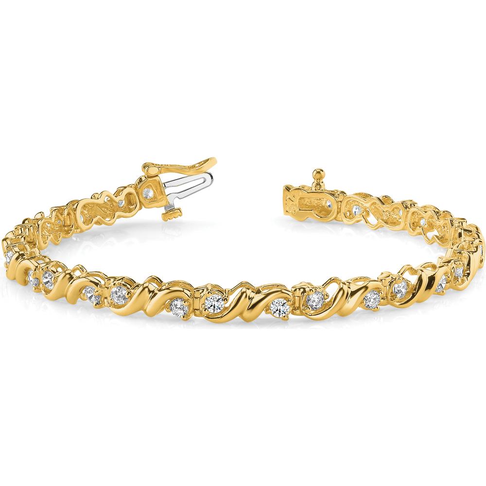 14K Yellow Gold 7" Tennis Bracelet with 28 Round Diamonds - 1.45 Carat Total Diamond Weight by Monteluci Fine Jewelry