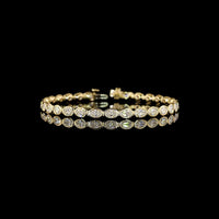 14K Yellow Gold 7" Tennis Bracelet with 30 East-West Bezel Set Oval Lab Diamonds - 6.34 Carats Total Diamond Weight - Covaloro Fine Jewelry