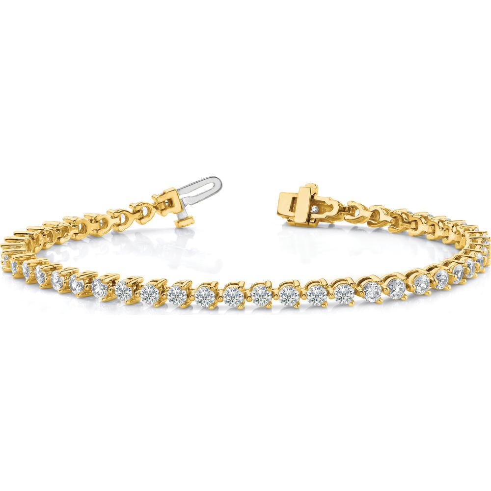 14K Yellow Gold 7" Tennis Bracelet with 34 Round Diamonds - 10.2 Carat Total Diamond Weight by Monteluci Fine Jewelry