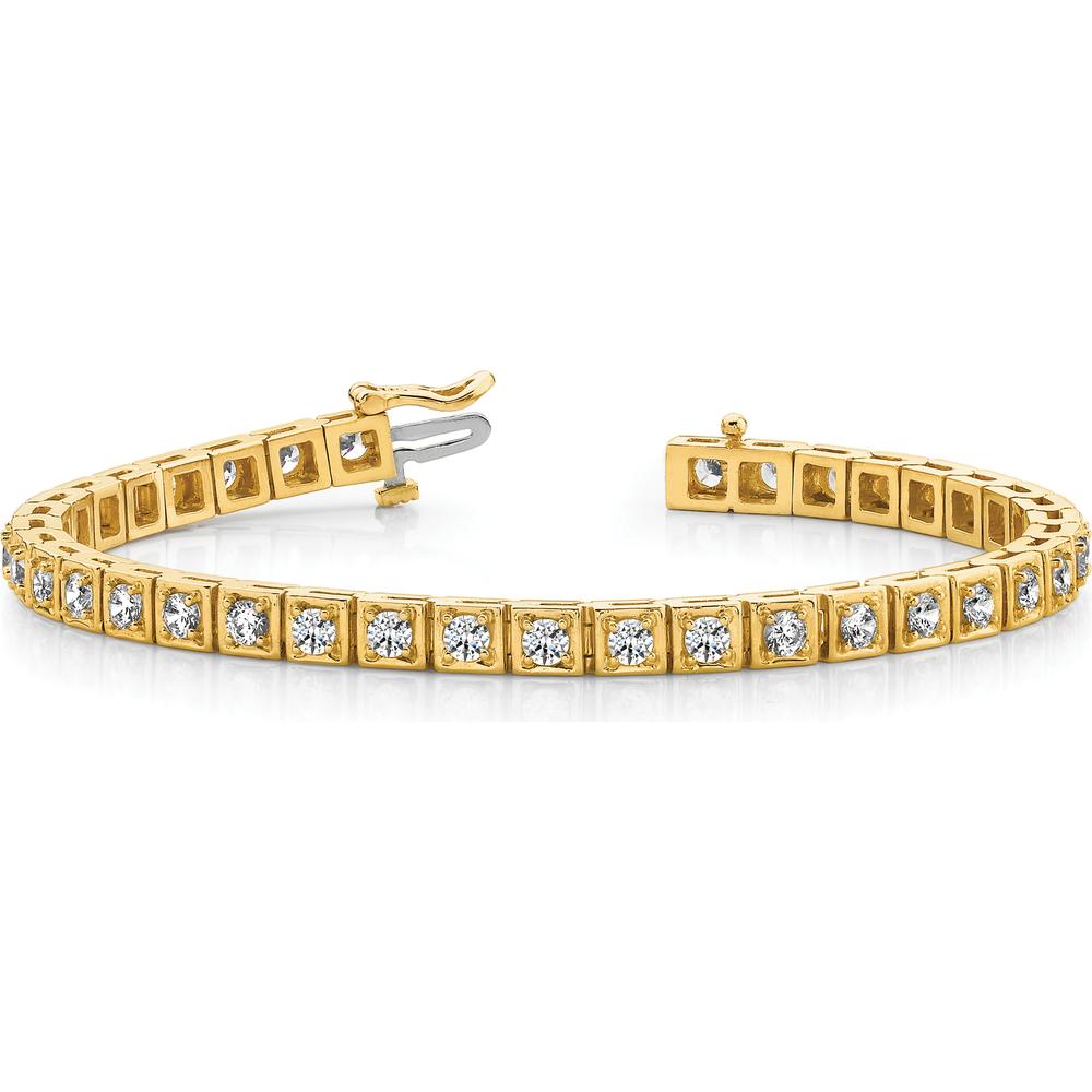 14K Yellow Gold 7" Tennis Bracelet with 34 Round Diamonds - 5.1 Carat Total Diamond Weight by Monteluci Fine Jewelry