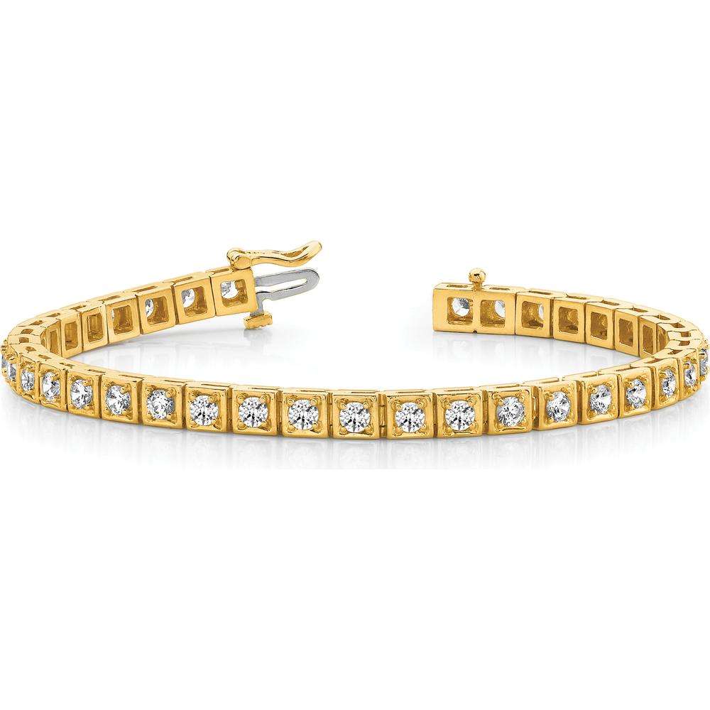 14K Yellow Gold 7" Tennis Bracelet with 37 Round Diamonds - 3.75 Carat Total Diamond Weight by Monteluci Fine Jewelry