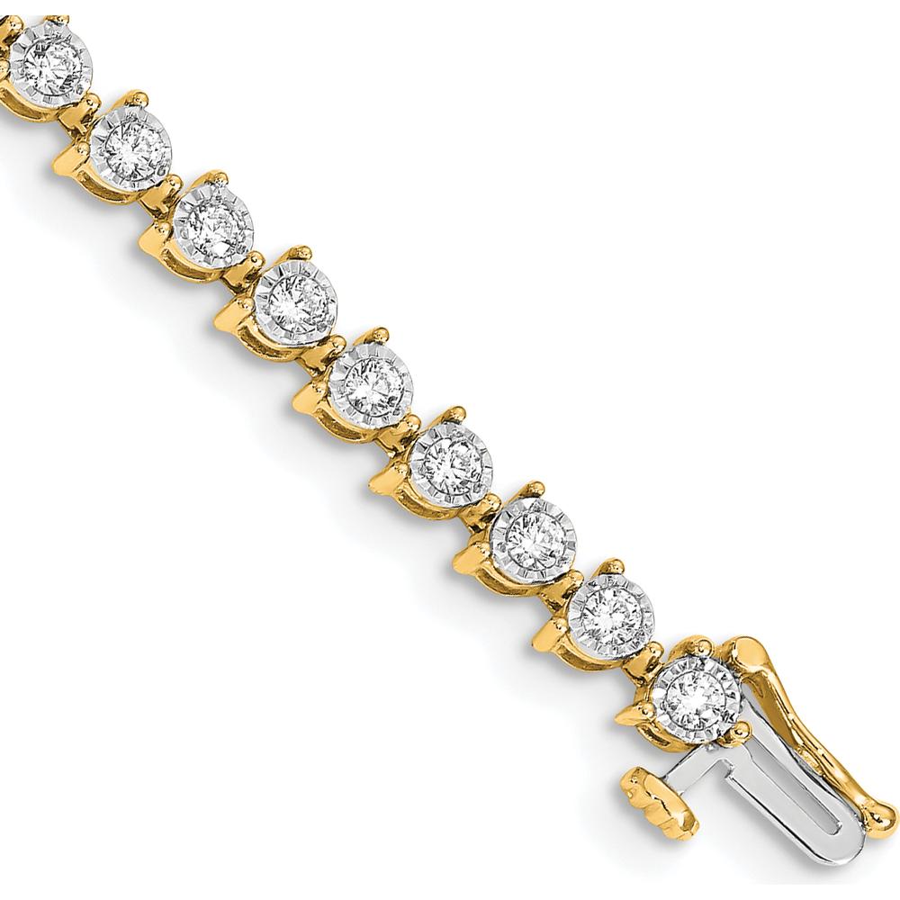 14K Yellow Gold 7" Tennis Bracelet with 41 Round Diamonds in Illusion Setting - 2.0 Carats Total Diamond Weight by Monteluci Fine Jewelry