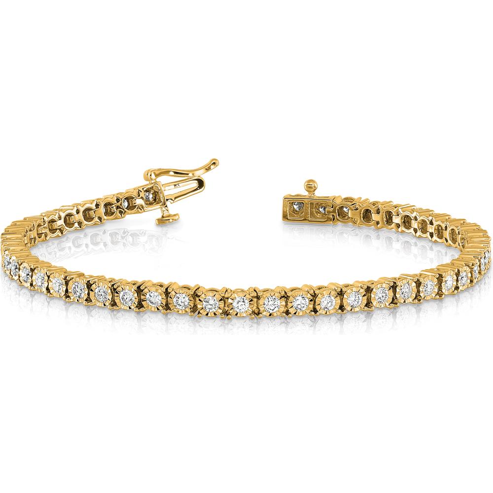 14K Yellow Gold 7" Tennis Bracelet with 47 Round Diamonds - 2.02 Carats Total Diamond Weight by Oro Pregiato