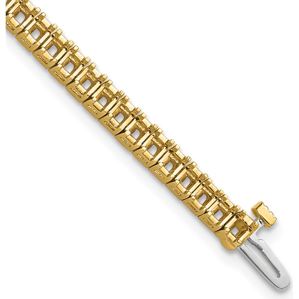 14K Yellow Gold 7" Tennis Bracelet with 71-Prong Set Square Princess Diamonds - 5 Carat Total Diamond Weight by Monteluci Fine Jewelry