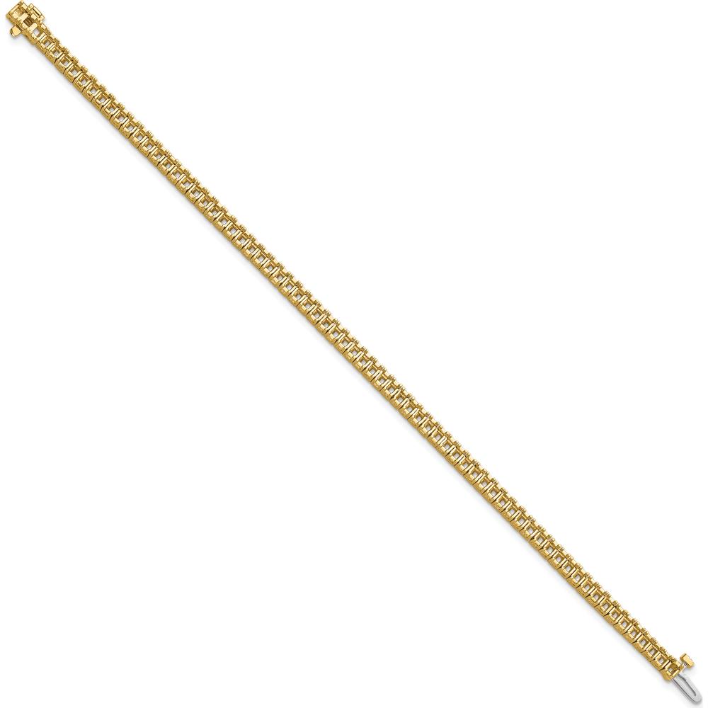 14K Yellow Gold 7" Tennis Bracelet with 71-Prong Set Square Princess Diamonds - 5 Carat Total Diamond Weight by Monteluci Fine Jewelry