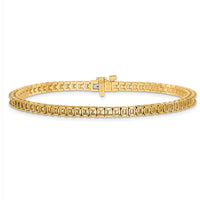 14K Yellow Gold 7" Tennis Bracelet with 71-Prong Set Square Princess Diamonds - 5 Carat Total Diamond Weight by Monteluci Fine Jewelry