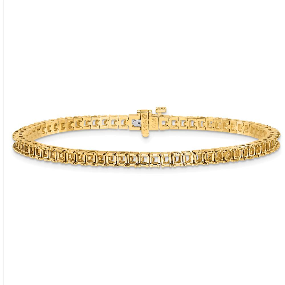 14K Yellow Gold 7" Tennis Bracelet with 71-Prong Set Square Princess Diamonds - 5 Carat Total Diamond Weight by Monteluci Fine Jewelry