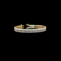 14K Yellow Gold 7" Tennis Bracelet with 72 Prong Set North-South Oval Cut Lab Diamonds - 4.96 Carat Total Weight, E-F Color, VS1 Clarity - Covaloro Fine Jewelry