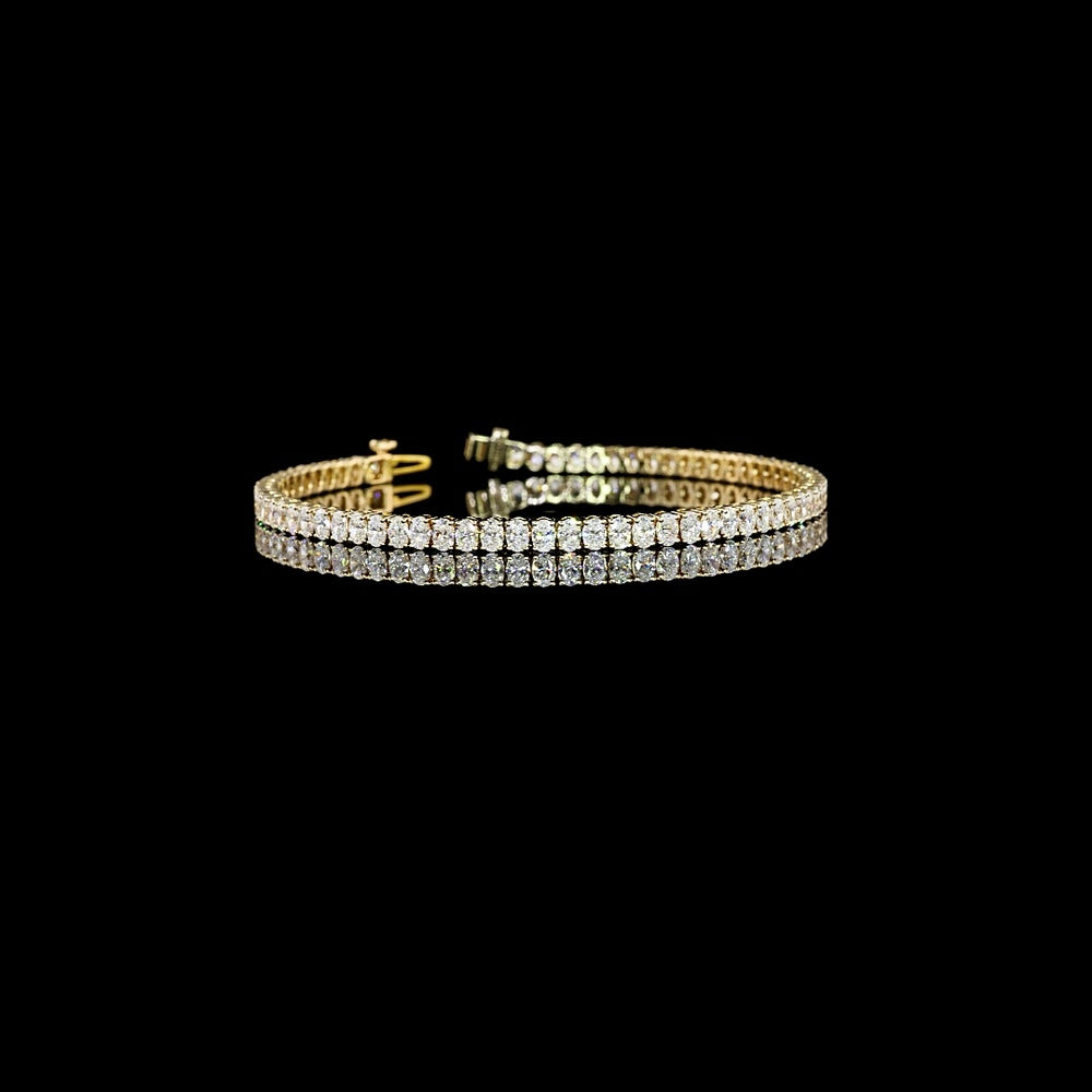 14K Yellow Gold 7" Tennis Bracelet with 72 Prong Set North-South Oval Cut Lab Diamonds - 4.96 Carat Total Weight, E-F Color, VS1 Clarity - Covaloro Fine Jewelry