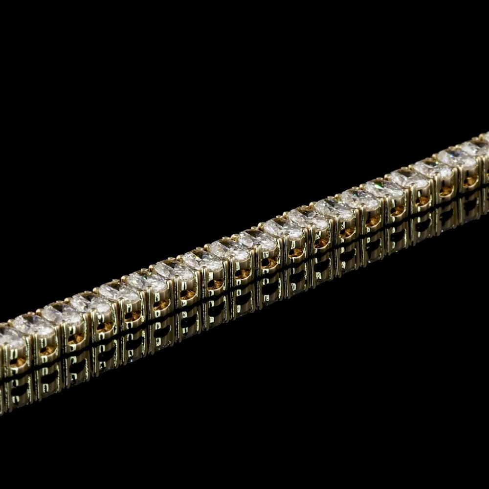 14K Yellow Gold 7" Tennis Bracelet with 72 Prong Set North-South Oval Cut Lab Diamonds - 4.96 Carat Total Weight, E-F Color, VS1 Clarity - Covaloro Fine Jewelry